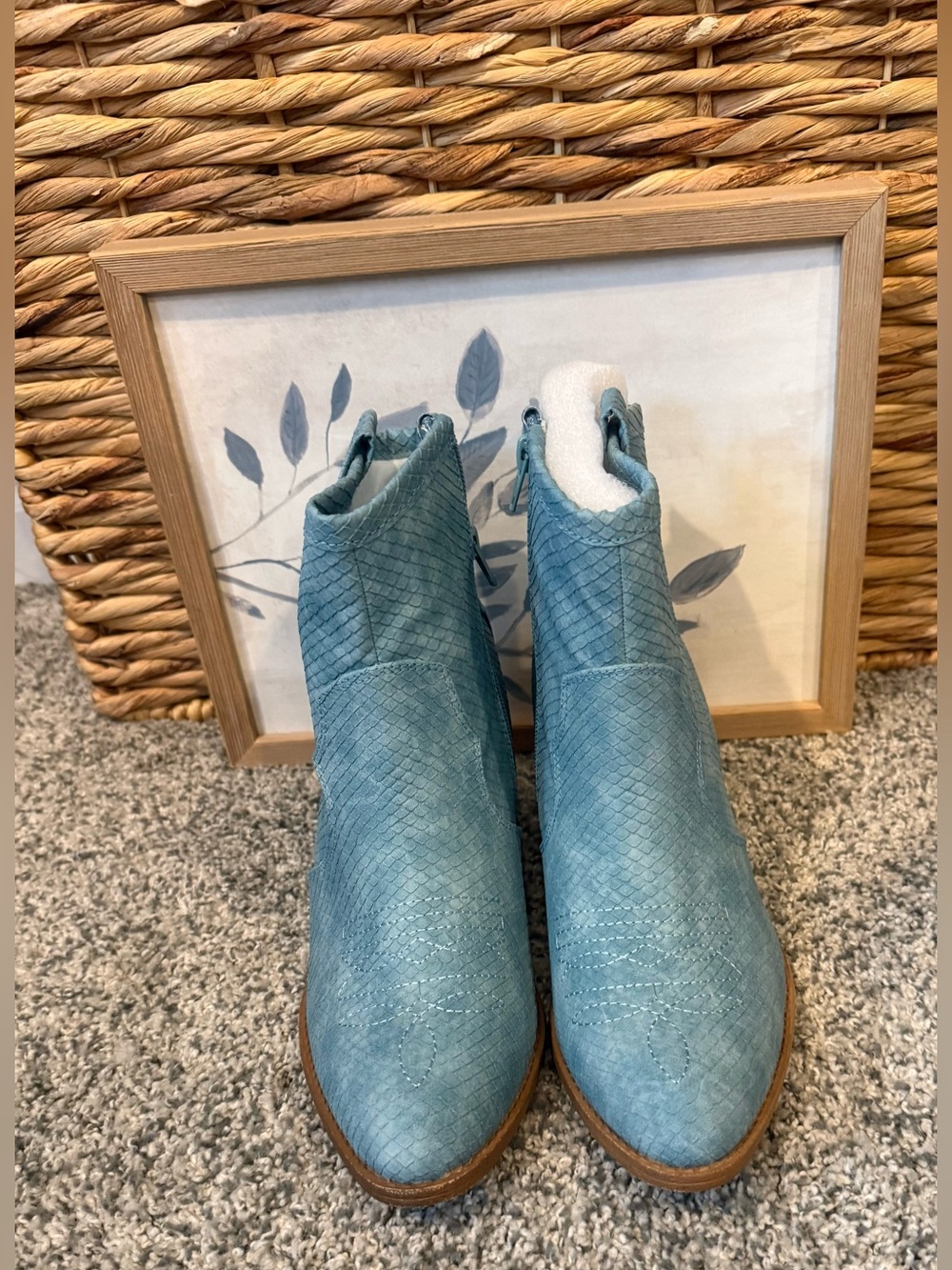 Dirty Laundry Teal Textured Ankle Boots - Women